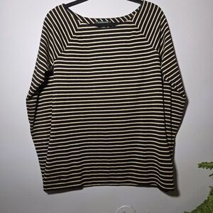 Lauren Ralph Lauren Metallic Stripe Top – Black/Gold – Size XL